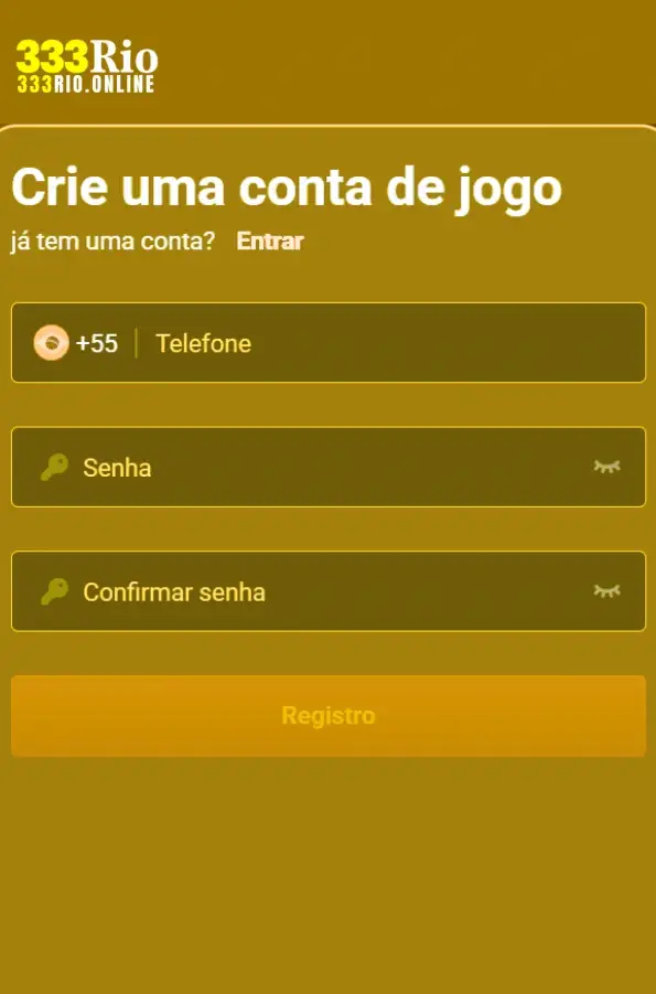 Tela de registro no BAABET app.